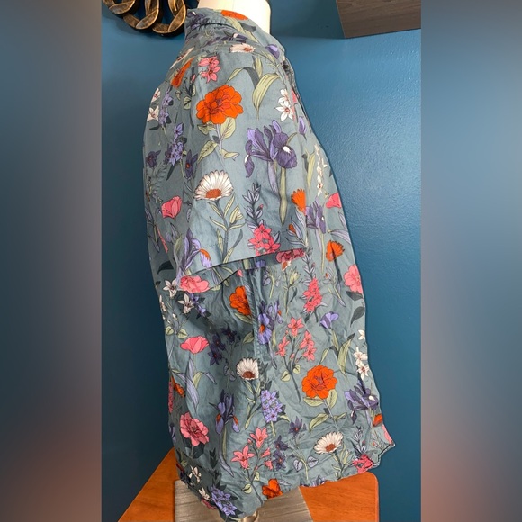 Goodthreads Poplin Floral Hawaiian Short sleeve button-down men's shirt XLARGE - Picture 7 of 16